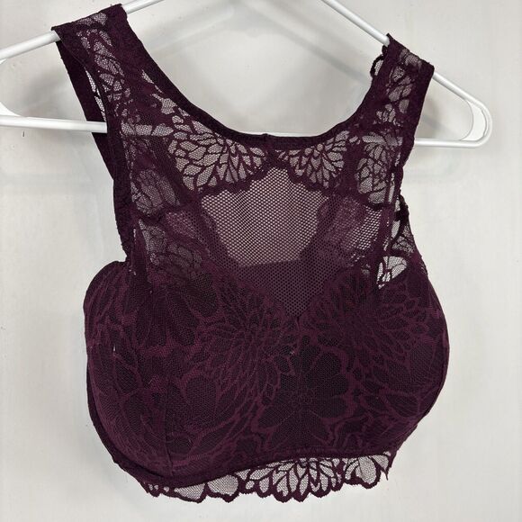 Victorias Secret‎ PINK M-DD Burgundy Push Up Padded Lace UW Bralette Bra - Picture 2 of 12